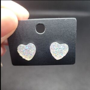 Sparkle heart crystal/white earrings